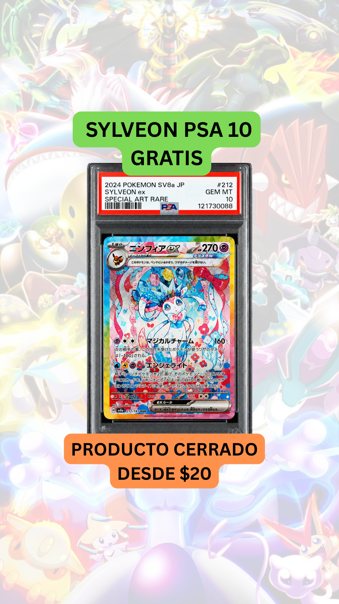 🚨PRODUCTO CERRADO DESDE $20🚨SYLVEON PSA 10 GRATIS