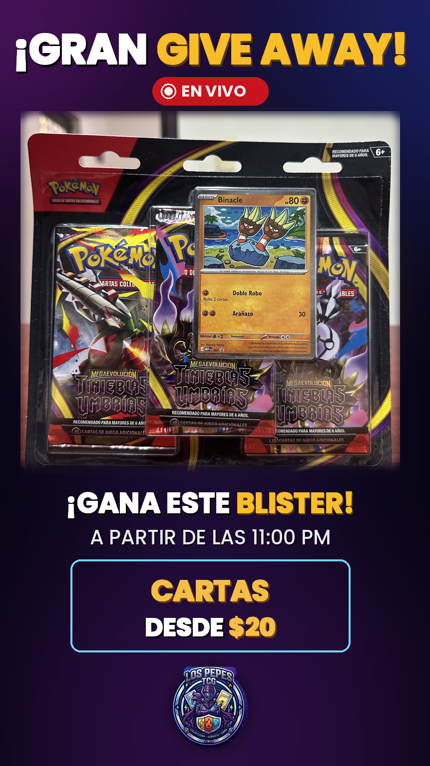 POKEMON, YUGIOH y NARUTO DESDE $20