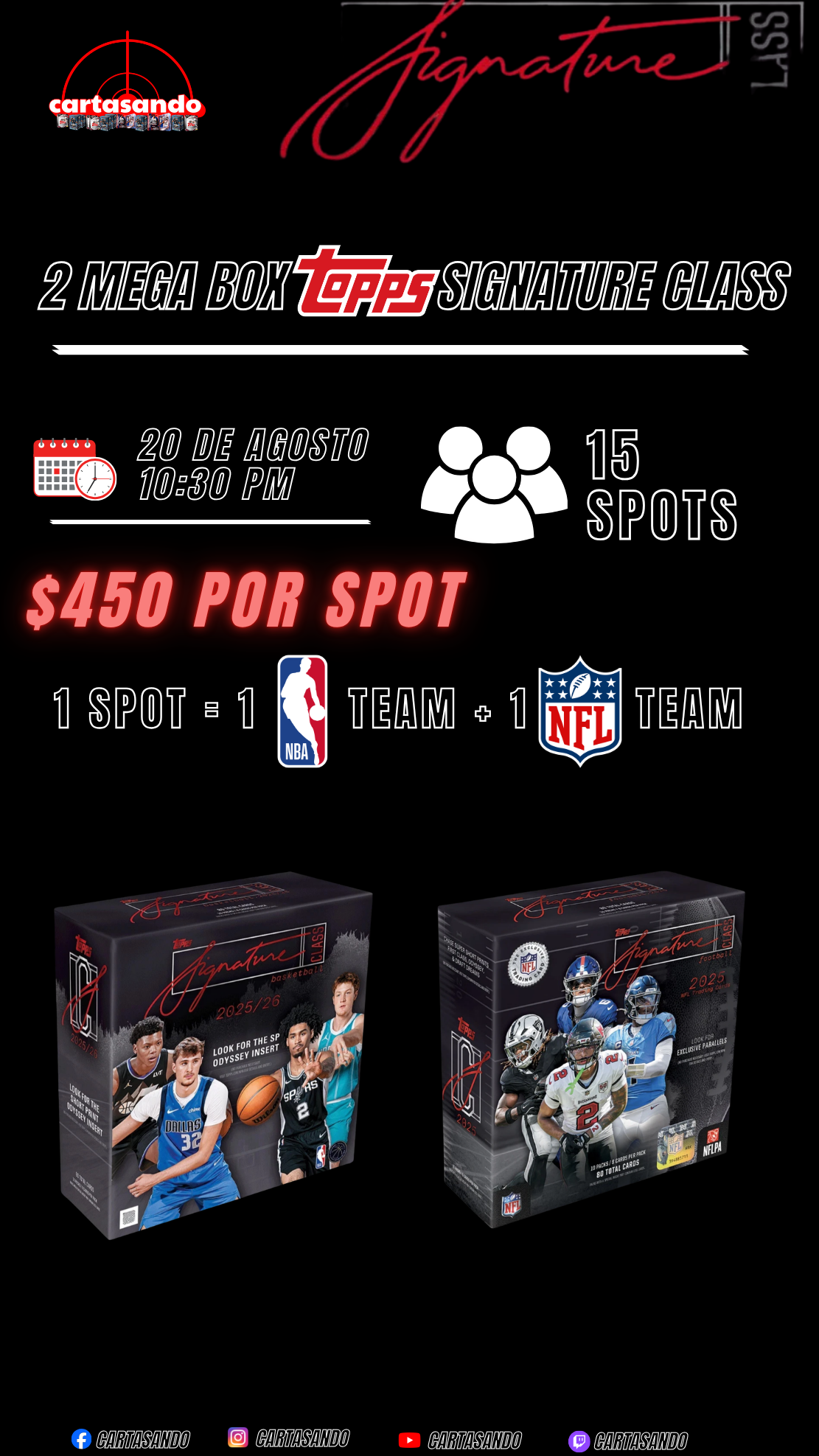 2 MEGA BOX SIGNATURE CLASS NBA & NFL