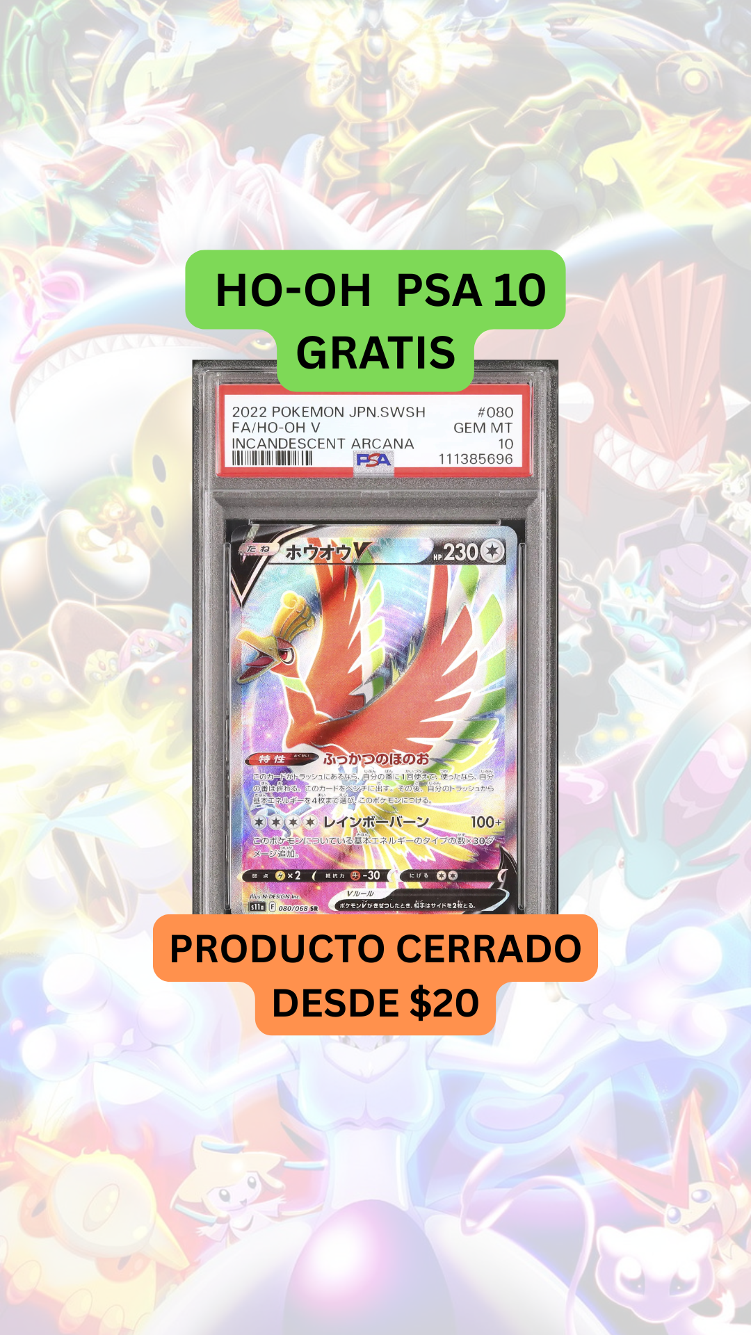 🚨BREAK Y PRODUCTO DESDE $20🚨HO-OH PSA 10 GRATIS