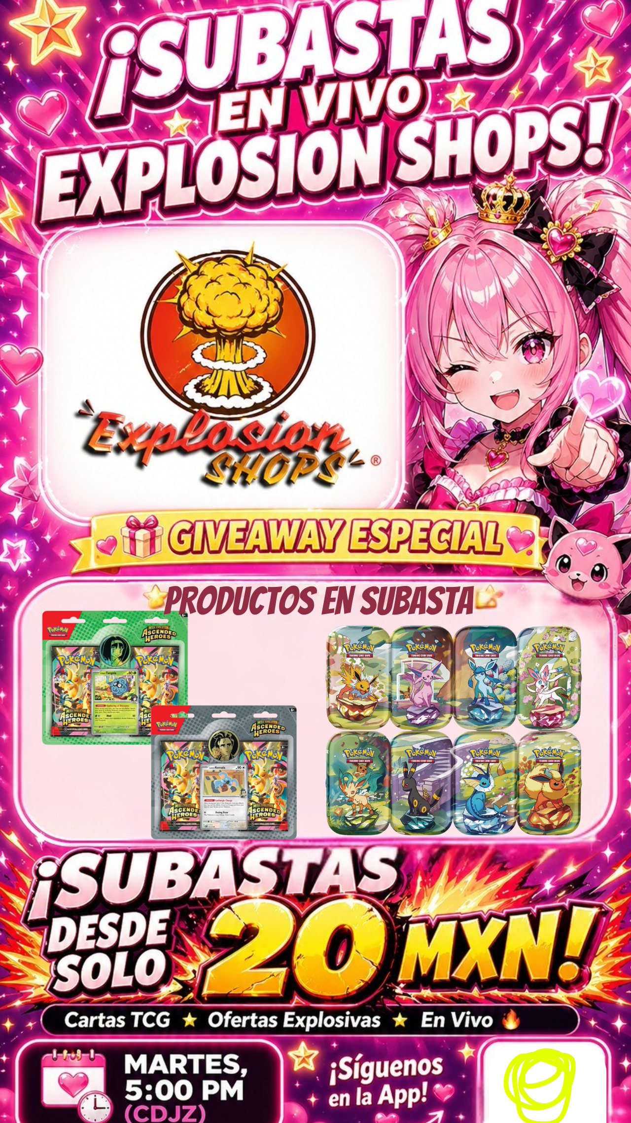 Subasta En Vivo Pokémon TCG - Prismatic Evolutions y Ascendant Heroes | Compra ya tu Carta Chase!