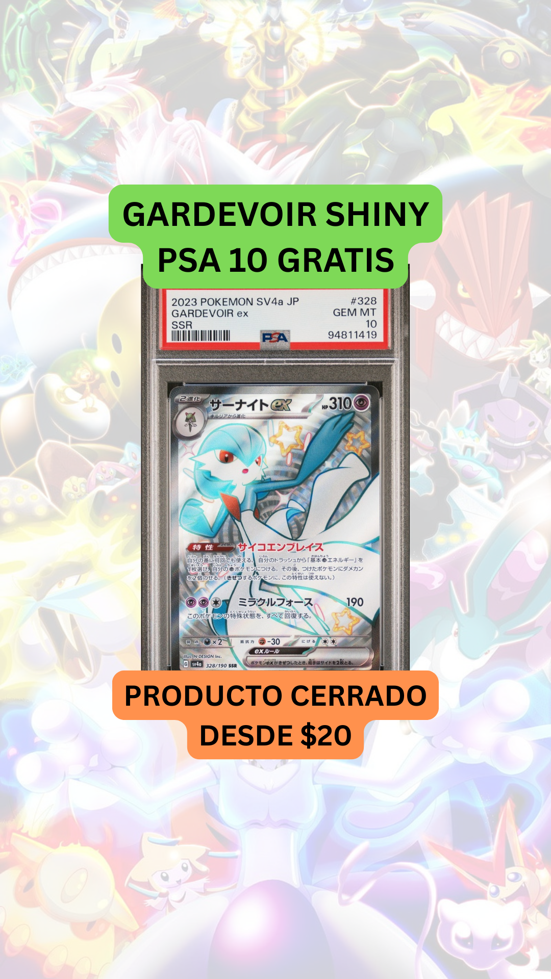 🚨PRODUCTO Y BREAK DESDE $20🚨GARDEVOIR PSA 10 GRATIS