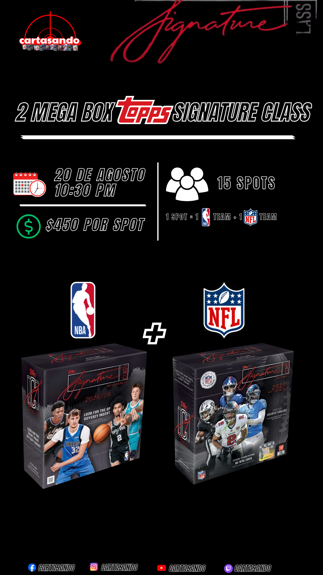 2 MEGA BOX SIGNATURE CLASS NBA+NFL