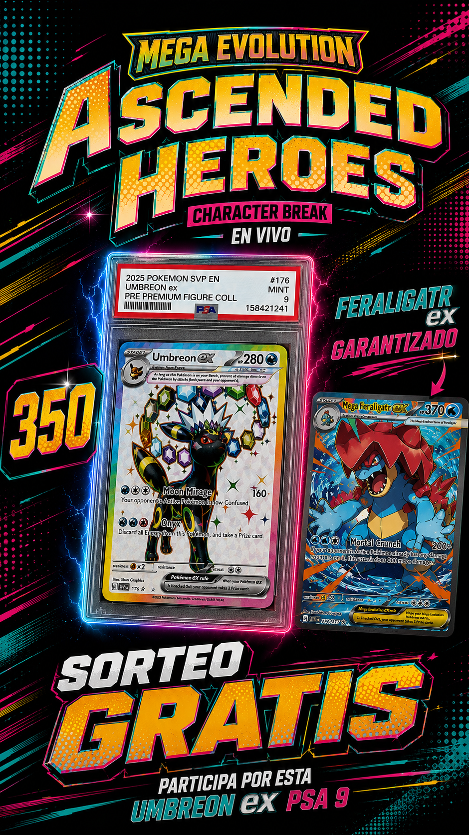 🔥 CHARACTER BREAK ASCENDED HEROES | FERALIGATR GARANTIZADO + SORTEO UMBREON PSA 9 🔥