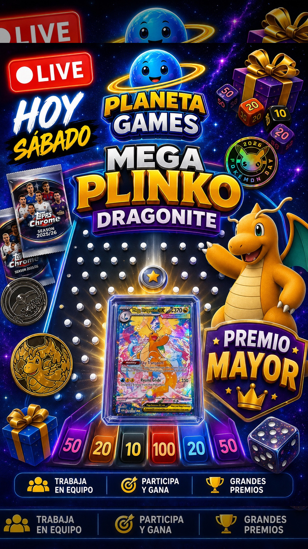 Plinko Dranite y PSA 10 pikachu - Juego exclusivo de Planeta