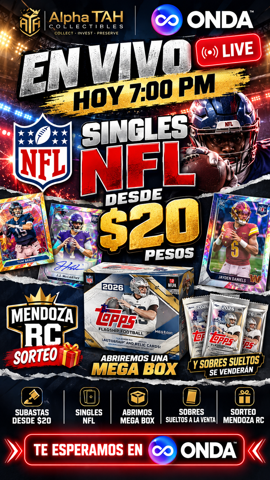 🏈🔥 NFL DESDE $20 | MEGA BOX EN VIVO + SORTEO MENDOZA RC 🎁