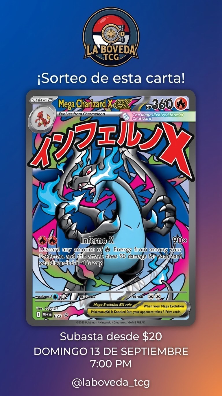 MEGA CHARIZARD X EX GRATIS, SUBASTAS DESDE $20 Y MÁS DINAMICAS