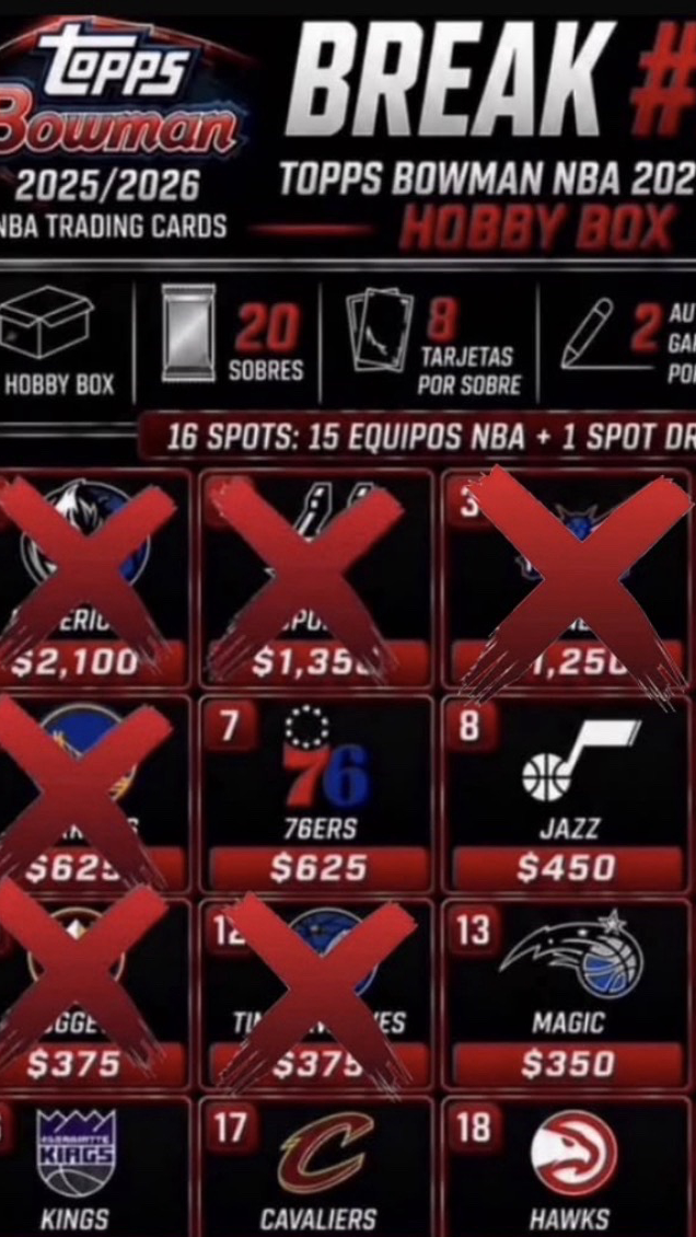 Equipos desde $25 Break Hobby Box🏀
