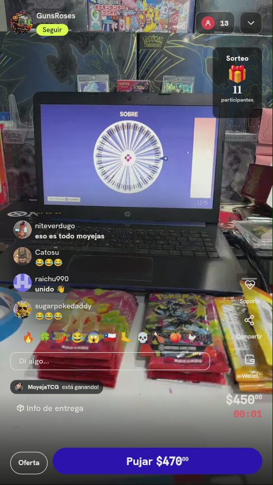 Tiros de Ruleta Sobres Pokémon TCG