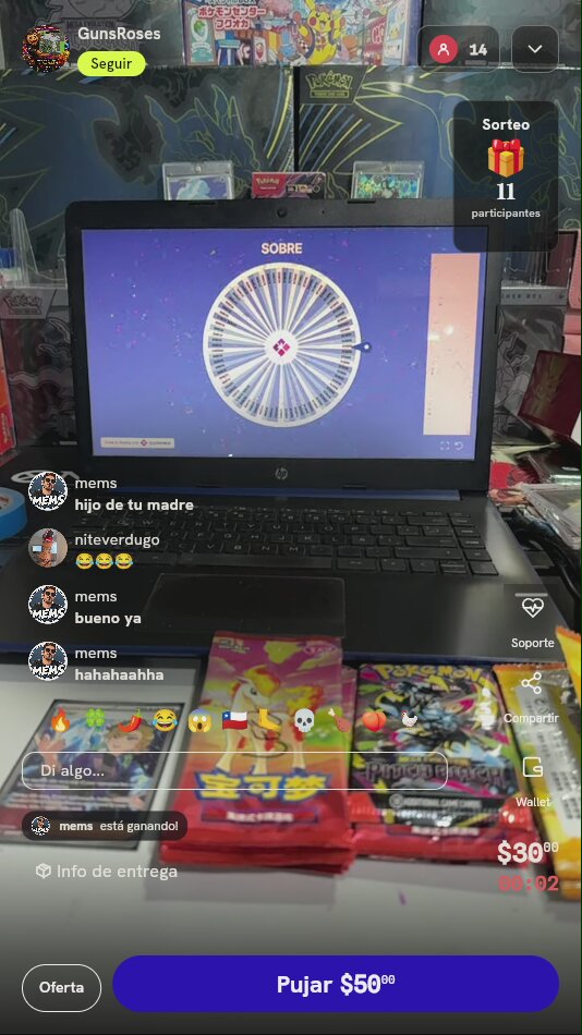 Giro de Ruleta por Sobres Pokémon TCG