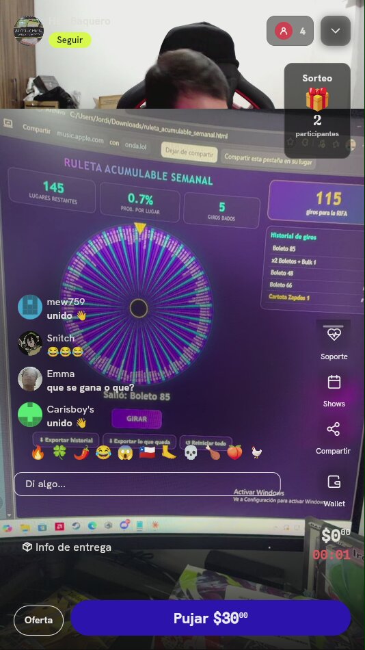 Giro de Ruleta Acumulable Semanal