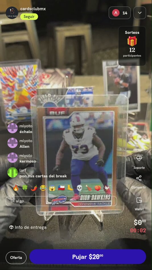 Tarjeta Dion Dawkins Buffalo Bills