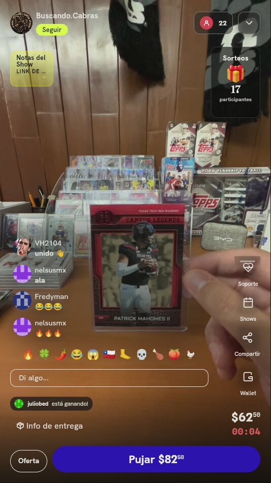 Carta Patrick Mahomes Campus Legends