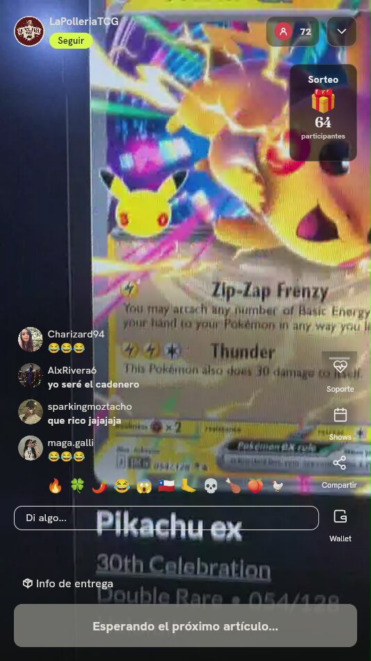 Carta Pikachu ex 30th Celebration