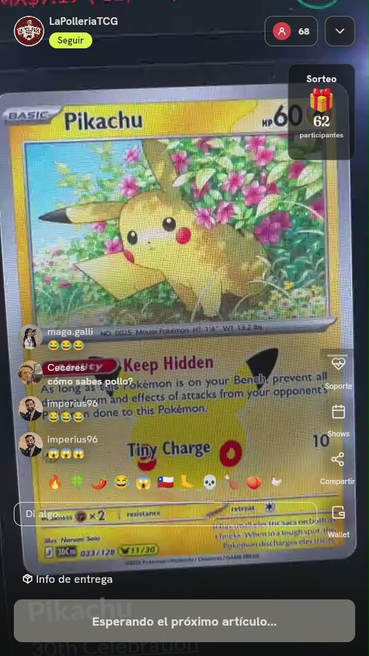 Carta Pokémon Pikachu 30th Celebration