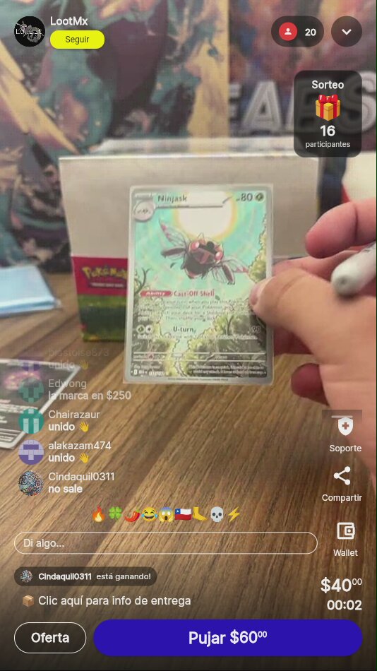 Carta Pokémon Ninjask Mega Evolution