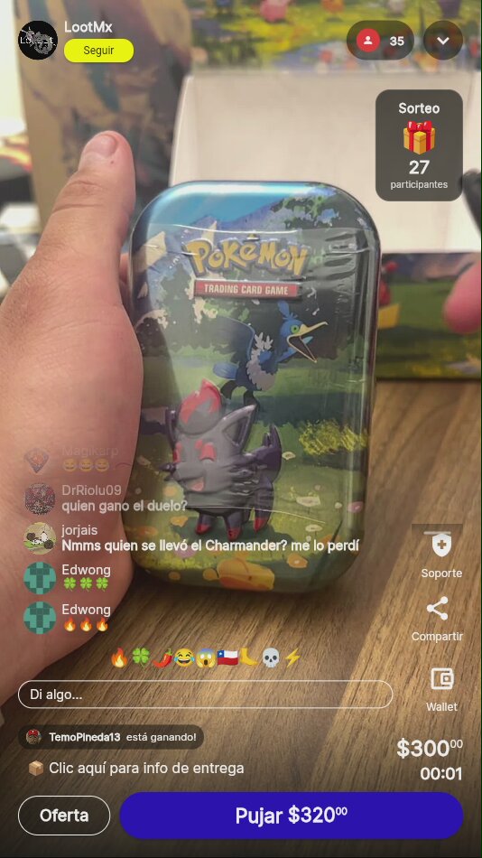 Lata Pokémon TCG con cartas