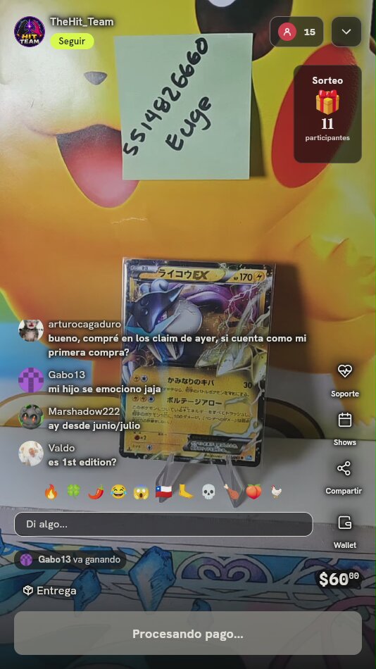 Carta Pokémon Raikou EX Dark Rush