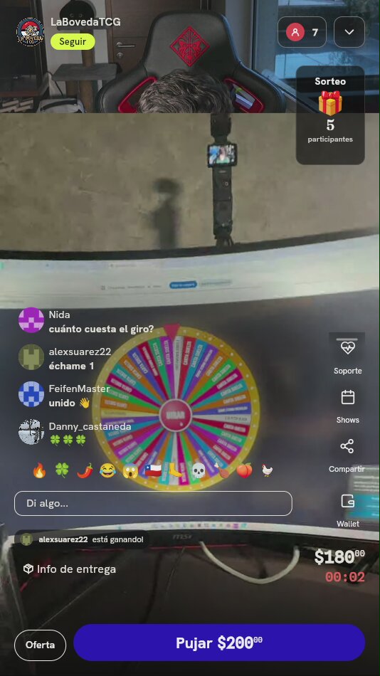 Giro en ruleta de premios TCG