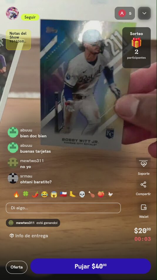Tarjetas Topps Bobby Witt y Logan Henderson