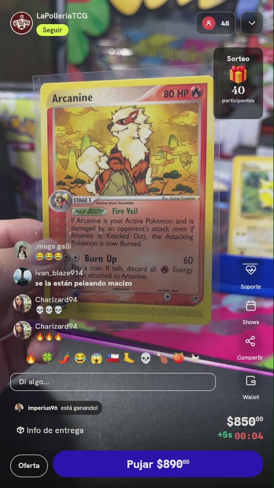 Carta Pokémon Arcanine EX Sandstorm