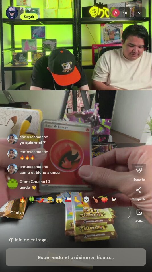 Carta Pokémon Energía Fuego Holográfica
