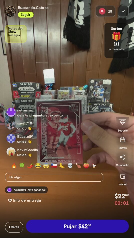 Carta Panini Connections Mahomes y Jones