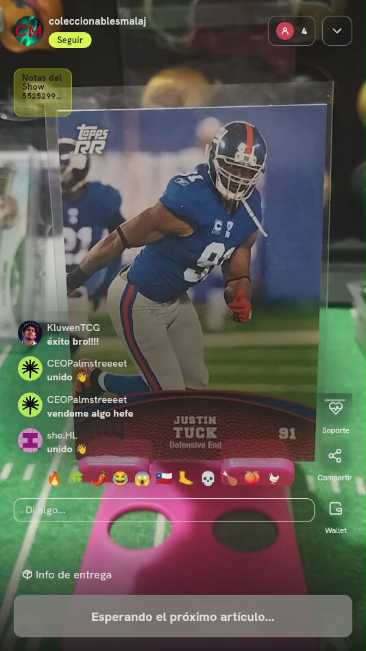 Carta Topps Justin Tuck Giants