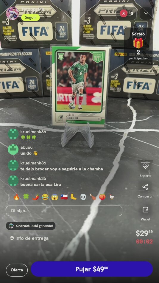 Carta Érik Lira Panini Prizm Rookie