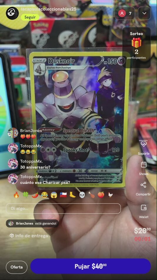 Carta Pokémon Dusknoir TG06/TG30