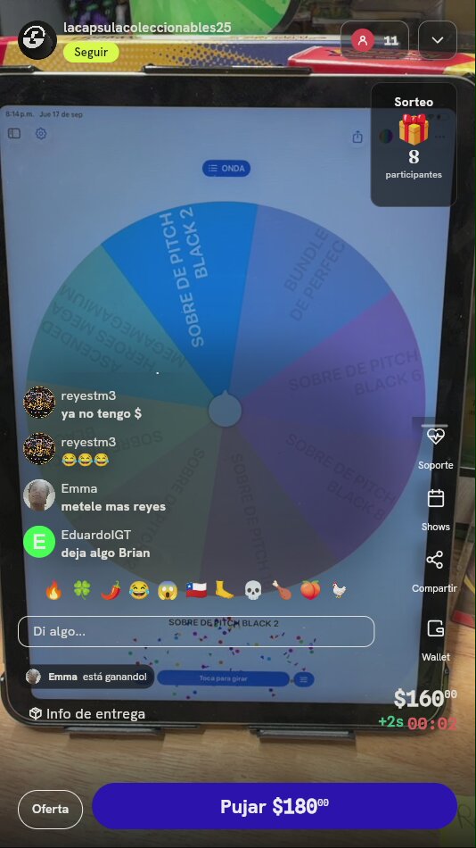 Giro Ruleta Sobres Pokémon Pitch Black