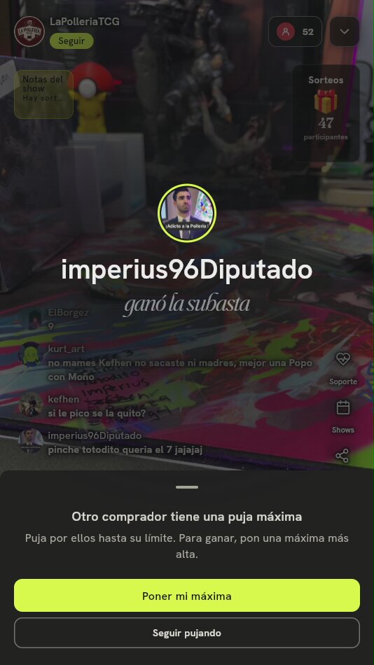 Carta Pokémon en Subasta