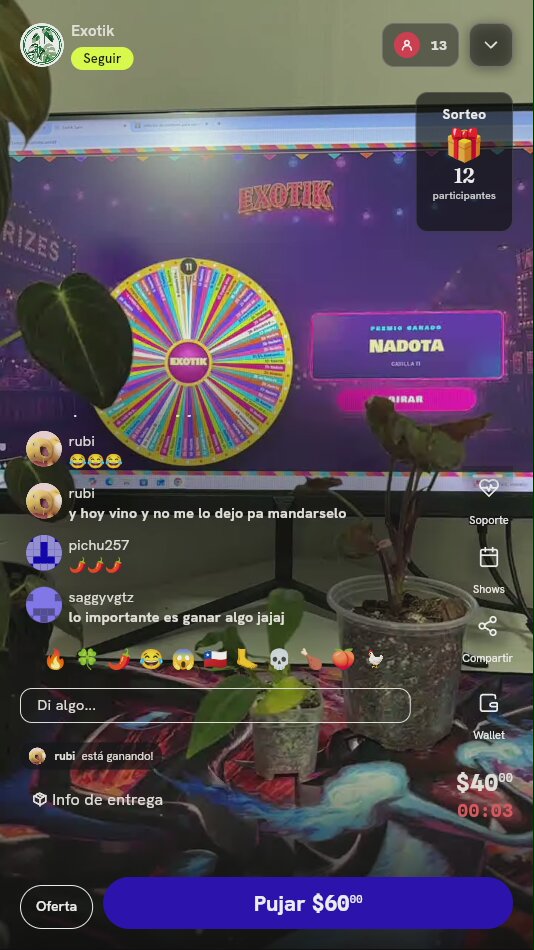 Giro en ruleta de premios Exotik