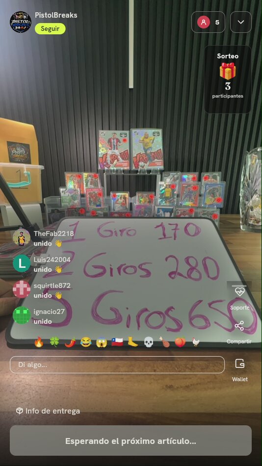 Giro en ruleta de cartas deportivas