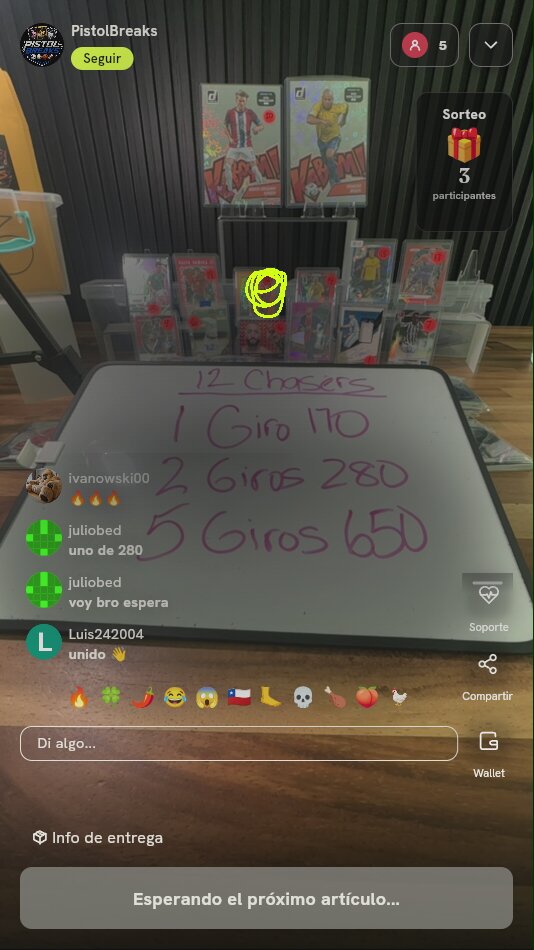 Giros de ruleta para cartas deportivas