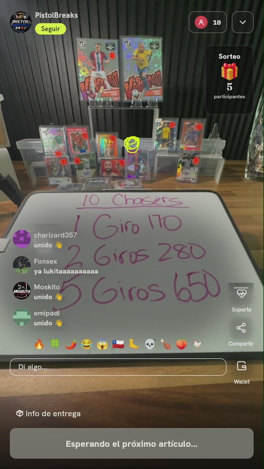 Paquete de 5 giros de cartas