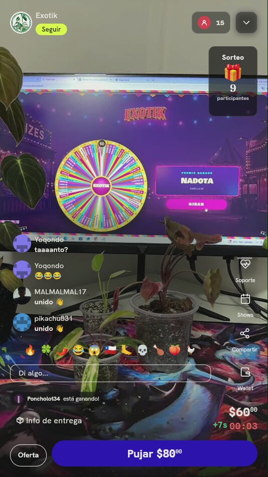 Giro en ruleta de plantas