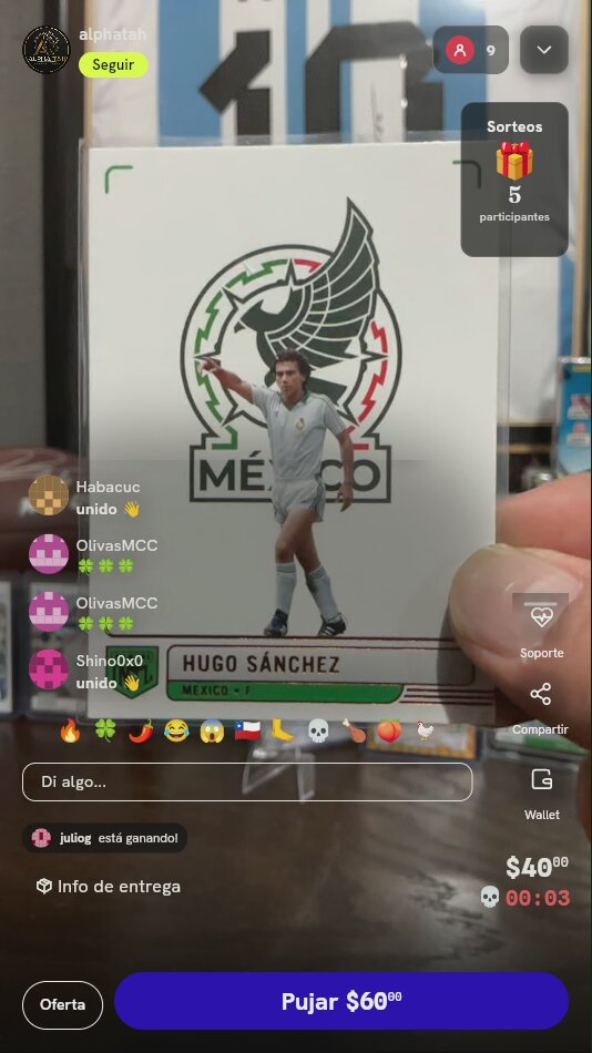 Carta Coleccionable Hugo Sánchez Selección Mexicana