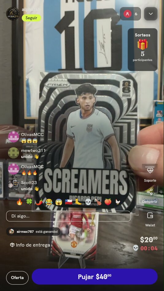 Tarjeta Panini Prizm Ricardo Pepi Screamer
