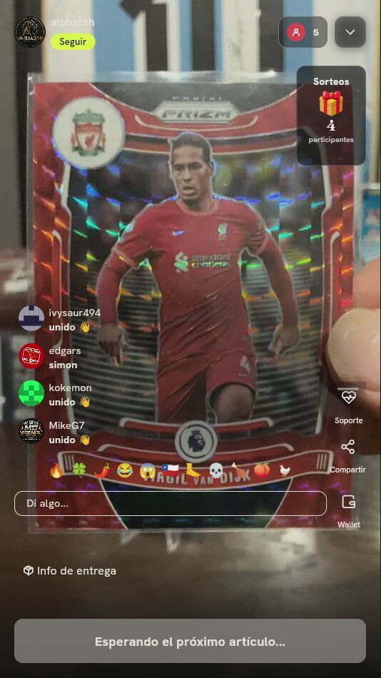 Tarjeta Virgil van Dijk Panini Prizm