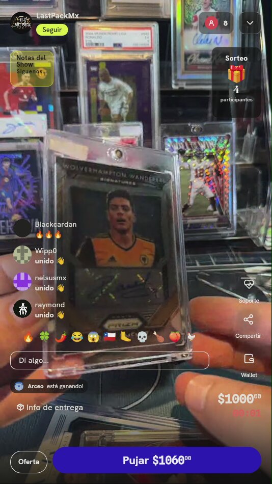 Tarjeta Autografiada Raúl Jiménez Panini Prizm