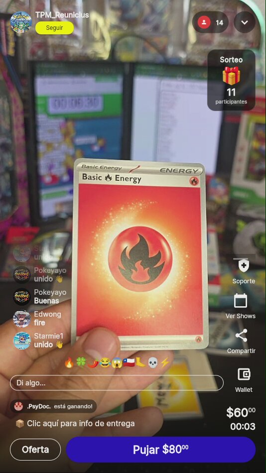 Carta Energía Fuego Pokémon
