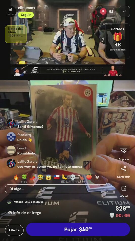Carta Antoine Griezmann Topps Chrome