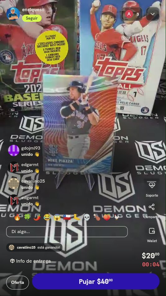 Tarjeta Topps Chrome Mike Piazza 2020