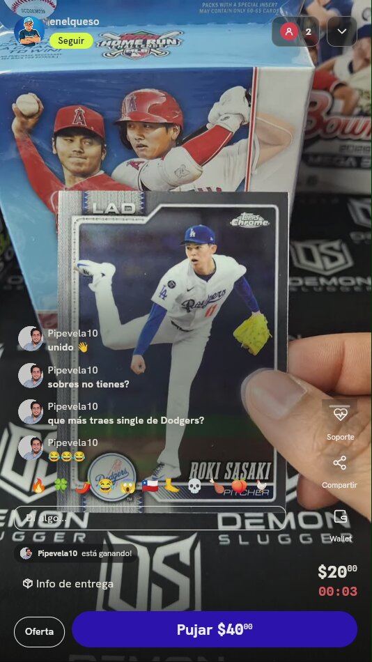 Carta Topps Chrome Roki Sasaki Dodgers
