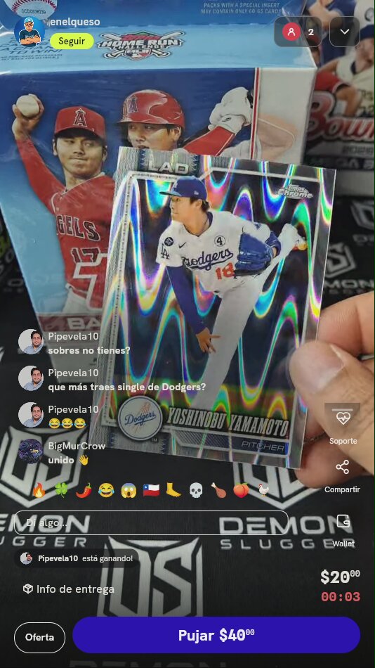 Carta Topps Chrome Yoshinobu Yamamoto