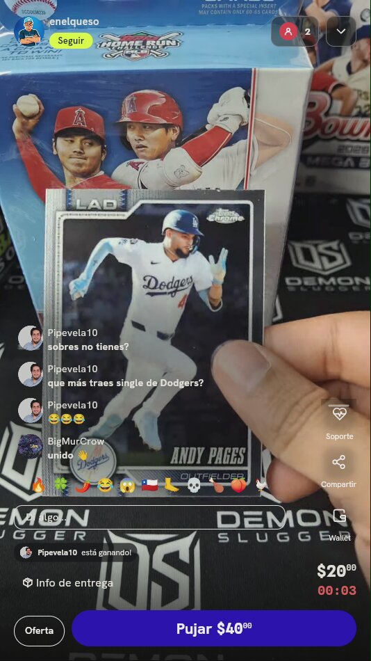 Carta Topps Chrome Andy Pages Dodgers