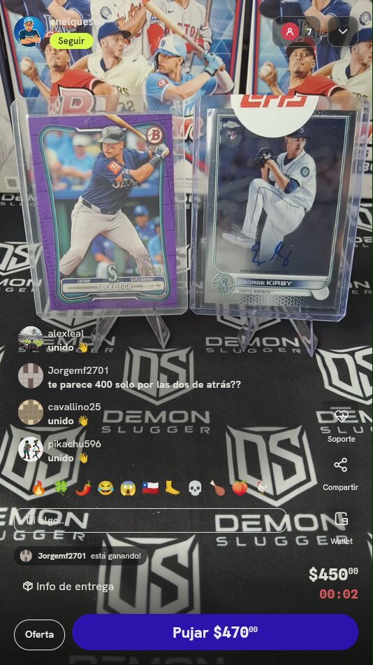 Cartas MLB George Kirby y Cal Raleigh