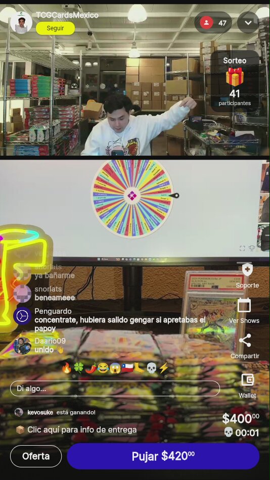 Sorteo en vivo carta Pokémon