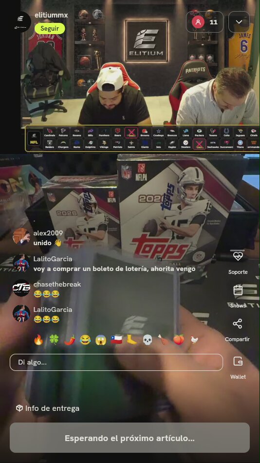 Spot para break de tarjetas NFL